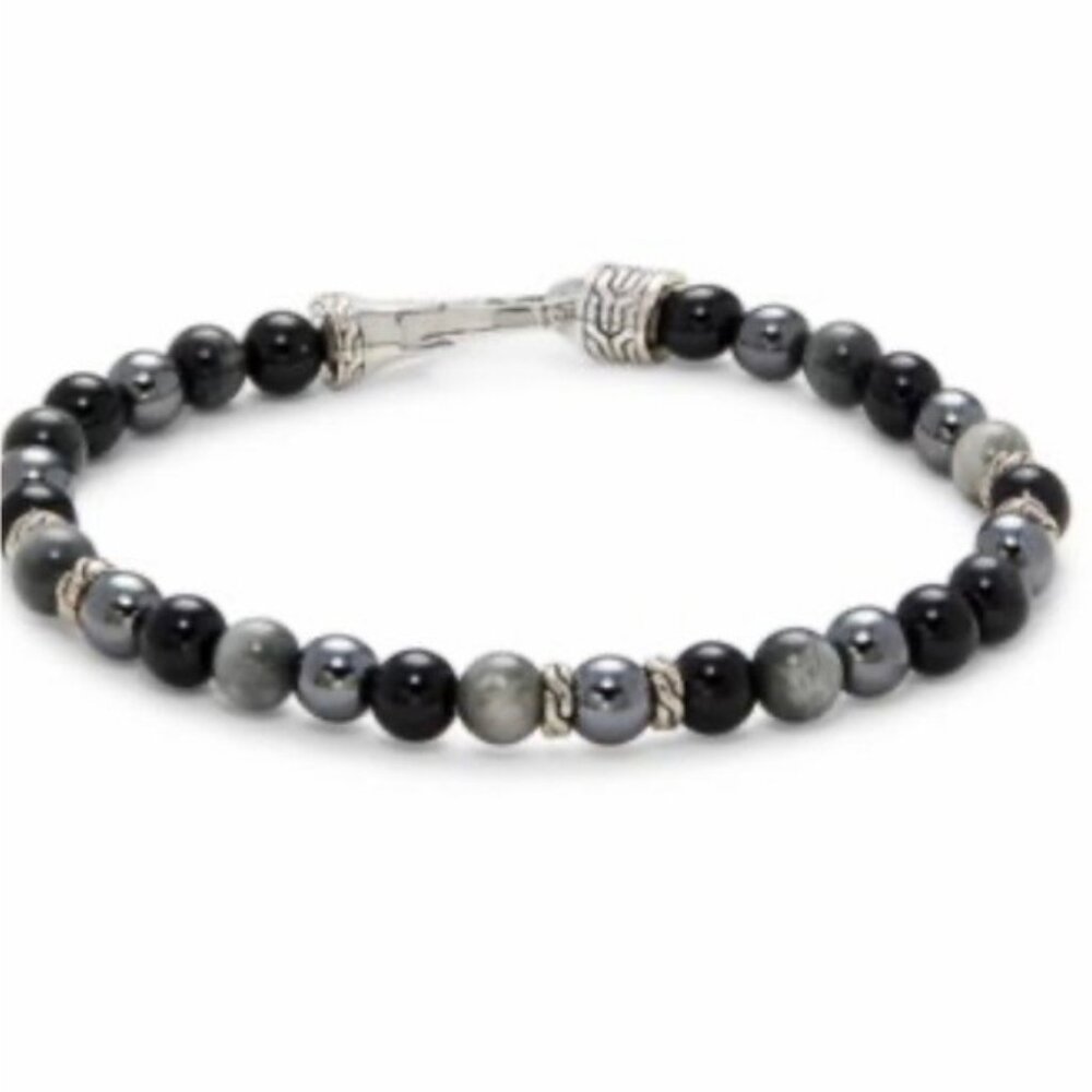 John Hardy Hematite and Black Beaded Men's Bracelet